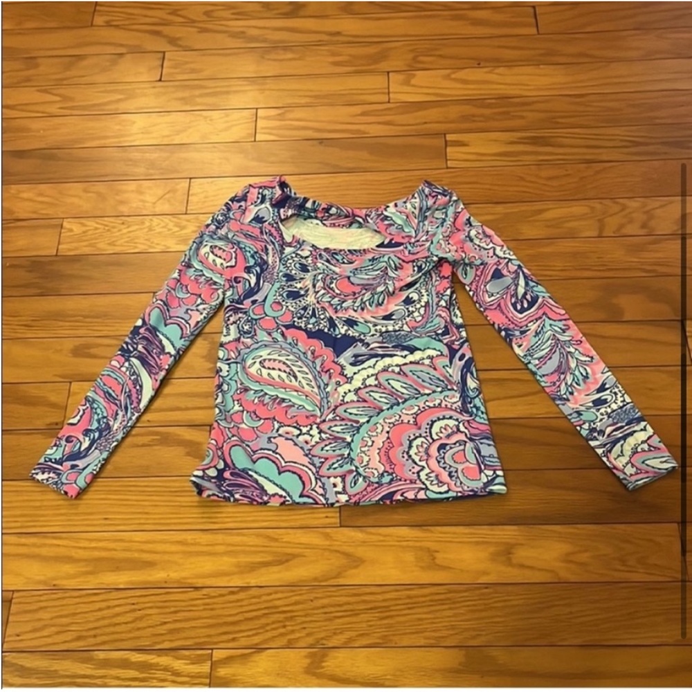 Lilly Pulitzer Top Womens XXS Pink Blue Tristan Long Sleeve Top - Picture 5 of 7